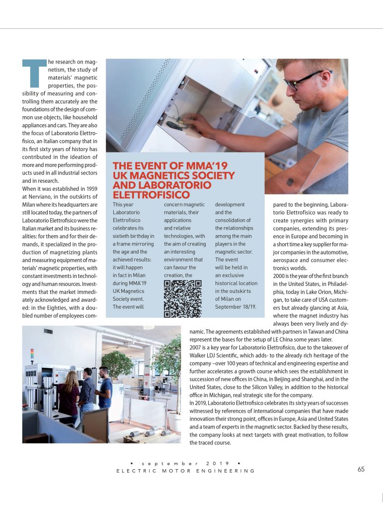 Laboratorio Elettrofisico article on Electric Motor Engineering Magazine