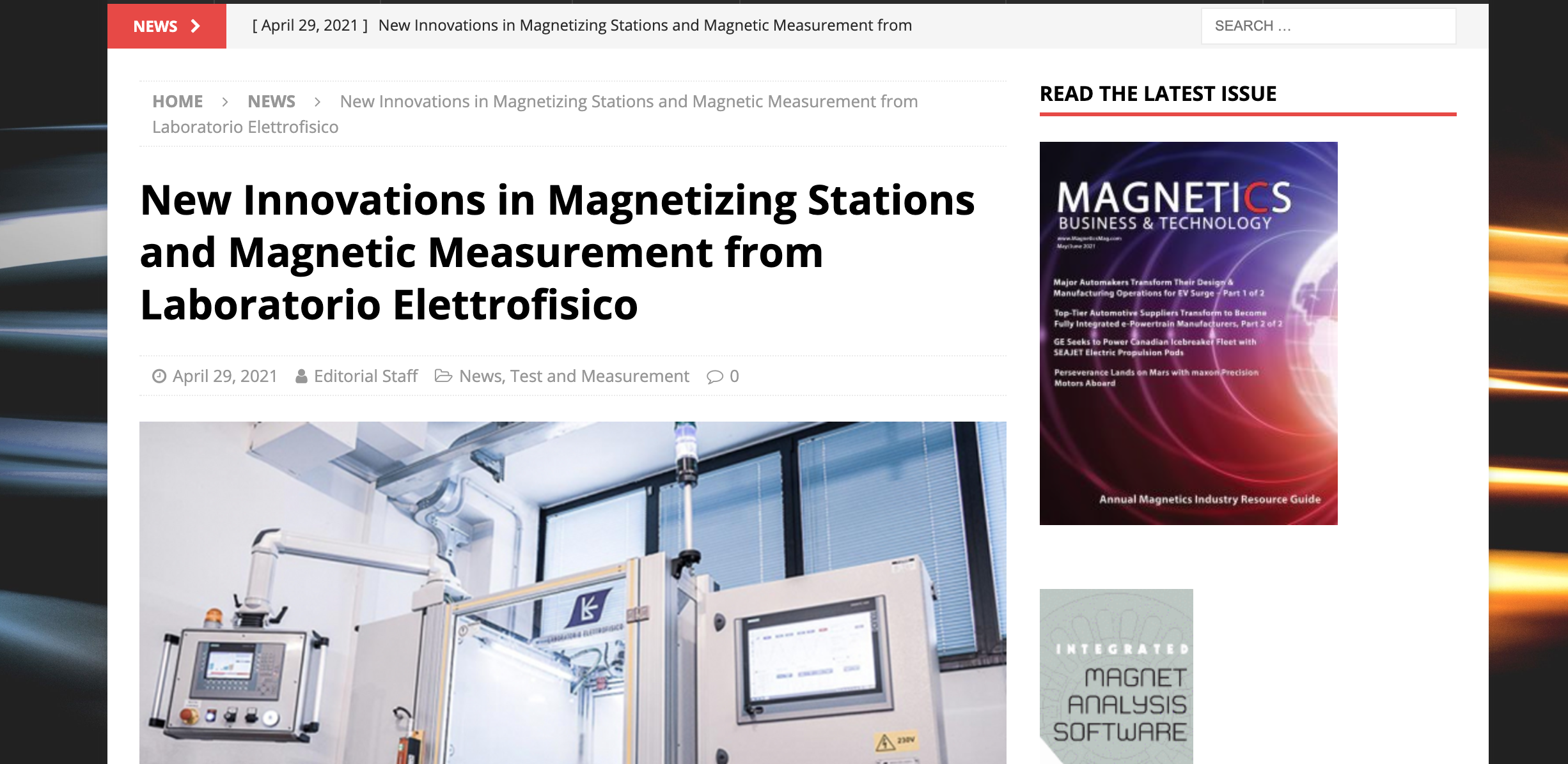 New Innovations in Magnetizing Stations and Magnetic Measurement from Laboratorio Elettrofisico - Magnetics Magazine
